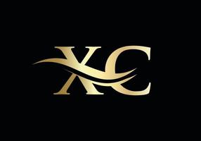 första guld brev xc logotyp design. xc logotyp design med modern trendig vektor