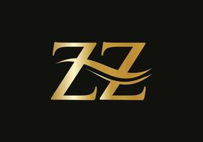Swoosh-Buchstabe zz Logo-Design für Geschäfts- und Firmenidentität. wasserwellen-zz-logo mit modernem trend vektor