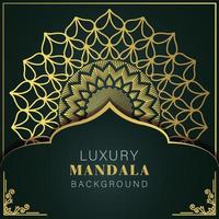 Luxus-Mandala golden mit schwarzem Hintergrund elegantes Design für Jubiläumseinladung Henna vektor