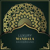 Luxus-Mandala golden mit schwarzem Hintergrund elegantes Design für Jubiläumseinladung Henna vektor