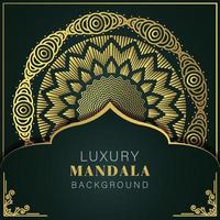 Luxus-Mandala golden mit schwarzem Hintergrund elegantes Design für Jubiläumseinladung Henna vektor