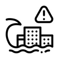 Tsunami Flut Stadt Symbol Vektor Umriss Illustration