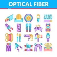 optisk fiber kabel- samling ikoner uppsättning vektor