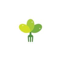 Löffel Gabel grünes Blatt Farbverlauf Lebensmittel Restaurant Logo Vektor
