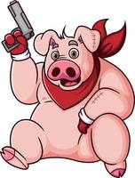 de rånare gris innehav pistol och Sammanträde vektor