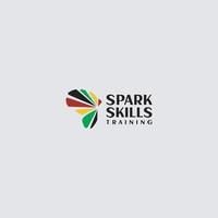 Spark Skills ursprüngliches einprägsames grafisches Symbol für Ihr Unternehmen. wachsende pflanze mit bunt vektor