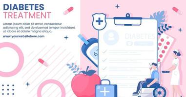 diabetes testning sjukvård social media posta platt tecknad serie hand dragen mallar illustration vektor