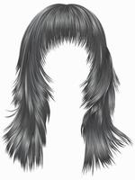 trendig kvinna lång hårstrån grå färger . skönhet mode . realistisk 3d vektor