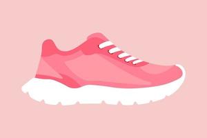 y2k mode stil rosa sneakers. tecknad serie sport skor. vektor illustration på rosa bakgrund.