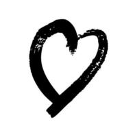 hand dragen borsta hjärtan. grunge svart klotter hjärta på vit bakgrund. romantisk kärlek symbol. vektor illustration.