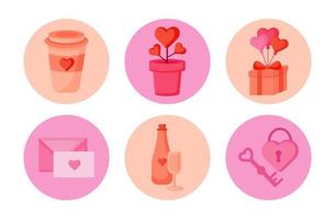 Valentinstag Stickerset vektor