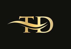 gold td buchstabe logo design. td-Logo-Design mit kreativem und modernem Trend vektor