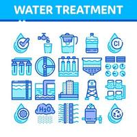 Wasseraufbereitungsartikel Vektor dünne Linie Symbole gesetzt
