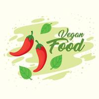 Banner mit veganem Essen, mit Chilischoten vektor