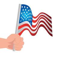 Hand mit US-Flagge auf weißem Hintergrund vektor
