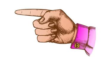 Färg kvinna hand pekare finger som visar gest vektor