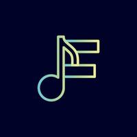 musiknote logo design marke buchstabe f vektor