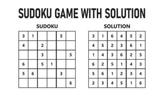 Sudoku-Spiel mit Lösung. Sudoku-Puzzlespiel mit Zahlen. kann als Lernspiel verwendet werden. Logikpuzzle für Kinder oder Freizeitspiel für Erwachsene. vektor