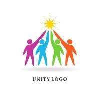 enhet logotyp. samhörighet och gemenskap design, social förbindelse ikon, logotyp mall enhet av människor. union logotyp vektor mall