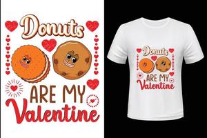 Donuts sind mein Valentinsgruß. kostenloses Vektor-T-Shirt-Design für den Valentinstag vektor
