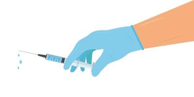 vaccination och immunisering begrepp. hand och spruta. vektor illustration