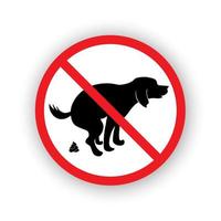 Nej hund bajs tecken ikon. pooping är förbjuden. information för hund ägare röd cirkulär tecken. isolerat vektor illustration.
