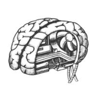 Innovation Computerchip Gehirn monochromer Vektor