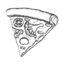 vegetarische italienische Scheibe Pizza Monochrom-Vektor vektor