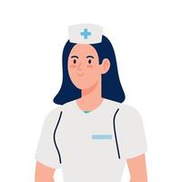 Krankenschwester mit Uniform, Krankenschwester auf weißem Hintergrund vektor