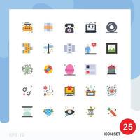 25 universelle flache Farbzeichen Symbole der DVD-Unterstützung Kommunikation SEO-Beratung editierbare Vektordesign-Elemente vektor