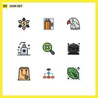 Stock-Vektor-Icon-Pack mit 9 Zeilenzeichen und Symbolen für Spielautomaten-Suchadler in seifenbearbeitbaren Vektordesign-Elementen vektor