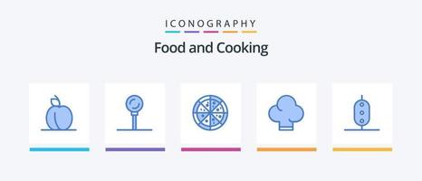 mat blå 5 ikon packa Inklusive . grönsak. pizza. ärtor. mat. kreativ ikoner design vektor
