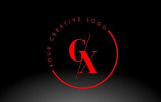 Logo-Design mit rotem gx-Serifenbuchstaben und kreativem Schnitt. vektor