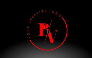 röd bv serif brev logotyp design med kreativ skuren skära. vektor