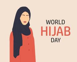 värld hijab dag. kvinna porträtt. vektor illustration.