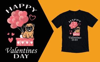 Lycklig valentines dag t skjorta, mops valentines dag t skjorta vektor