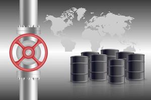 Gas- oder Ölleitungen mit Fässern. Öl- und Gaspipeline vektor