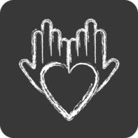 Symbol Philanthrop. im Zusammenhang mit dem Symbol für Freiwilligenarbeit. Kreide-Stil. Hilfe und Unterstützung. Freundschaft vektor