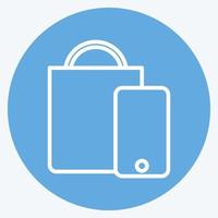 Icon-Kauf. im Zusammenhang mit dem Online-Shop-Symbol. blaue augen stil. einfache Abbildung. Laden vektor