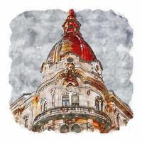 budapest ungarn aquarell skizze handgezeichnete illustration vektor