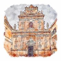 arkitektur Italien akvarell skiss handritad illustration vektor