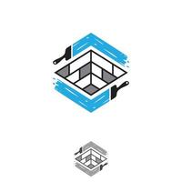malerei logo und immobiliensymbol symbol vektor