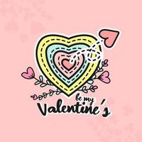 valentine hälsning med kärlek pil och blomma illustration. vektor illustration