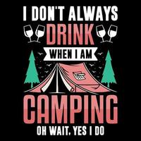 Camping-T-Shirt-Design, Outdoor-T-Shirt-Vektorgrafik, Camping-Elementillustration vektor