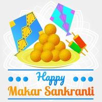 glücklich makar sankranti typografy quadrat social media post vektor illustation graue farbe