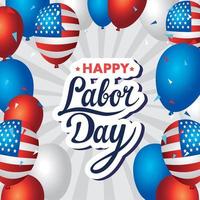 Happy Labor Day Holiday Banner mit Luftballons Heliumdekoration vektor