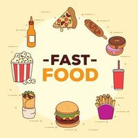 fast-food-plakat, mit rahmenrundschreiben von fast-food vektor