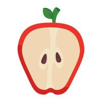 Apfelscheibe rote Frucht auf weißem Hintergrund vektor