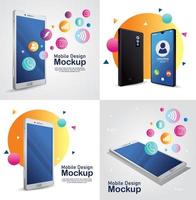 Poster Mobile Design Mockup, realistische Smartphones vektor