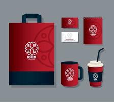 marke mockup corporate identity, mockup schreibwaren, farbe rot vektor